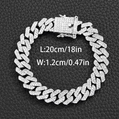 12MM Baguette Miami Chain Heavy Prong Cuban Iced Out Necklace zicon Luxury Fashion Hiphop Men Women Jewelry Party