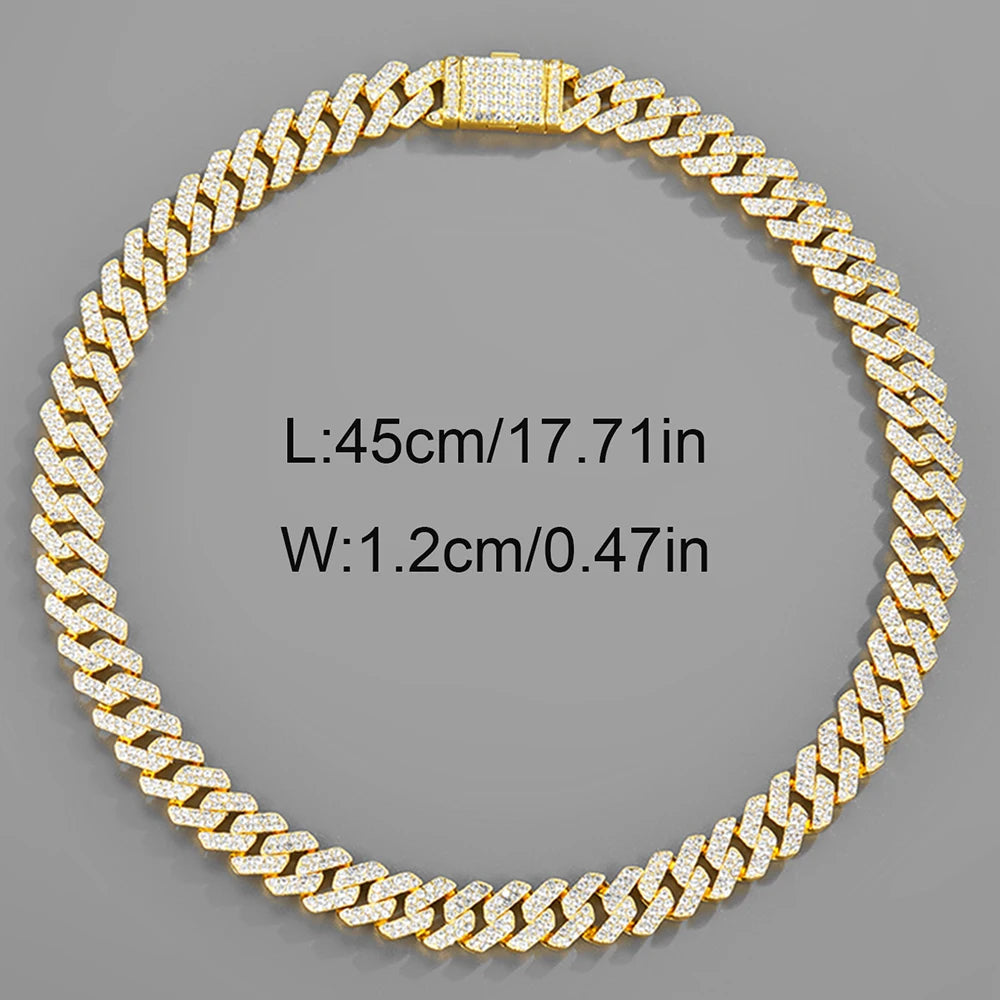 Cuban Link Chain Mens Mens Iced Out Miami Cuban Necklace Artificial Diamond Chain For Men Bling Hip Hop