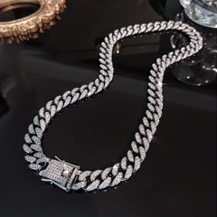 Hip Hop Geometric Cuban Chain Necklace Fashionable High Quality Hip Hop Rhinestone Necklace Bracelet Jewelry Gifts