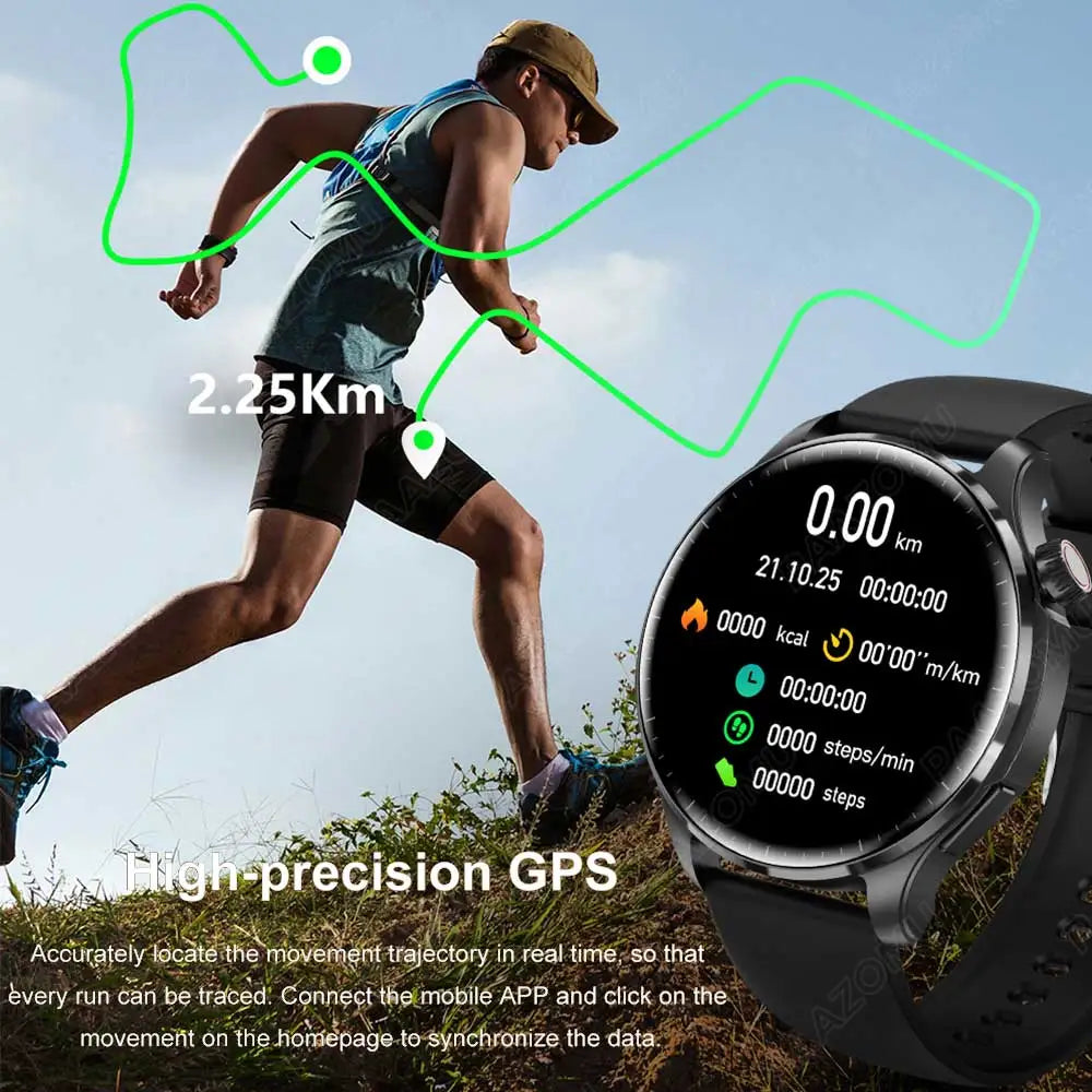 New Smart Watch for Men 1.6” HD AMOLED NFC Compass GPS Bluetooth Call IP68 Waterproof 100+Sports Modes Smartwatch for Huawei