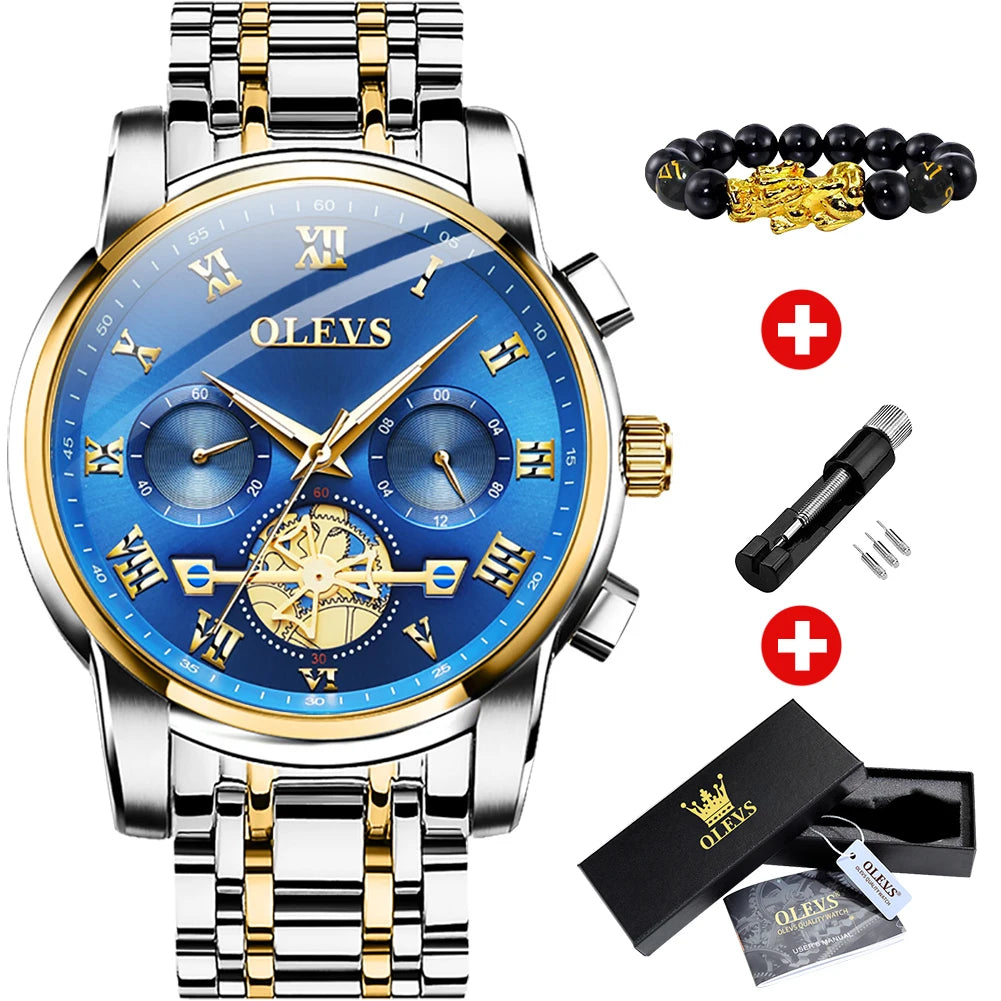 OLEVS Top Brand Men's Watches Classic Roman Scale Dial Luxury Wrist Watch for Man Original Quartz Waterproof Luminous Male reloj