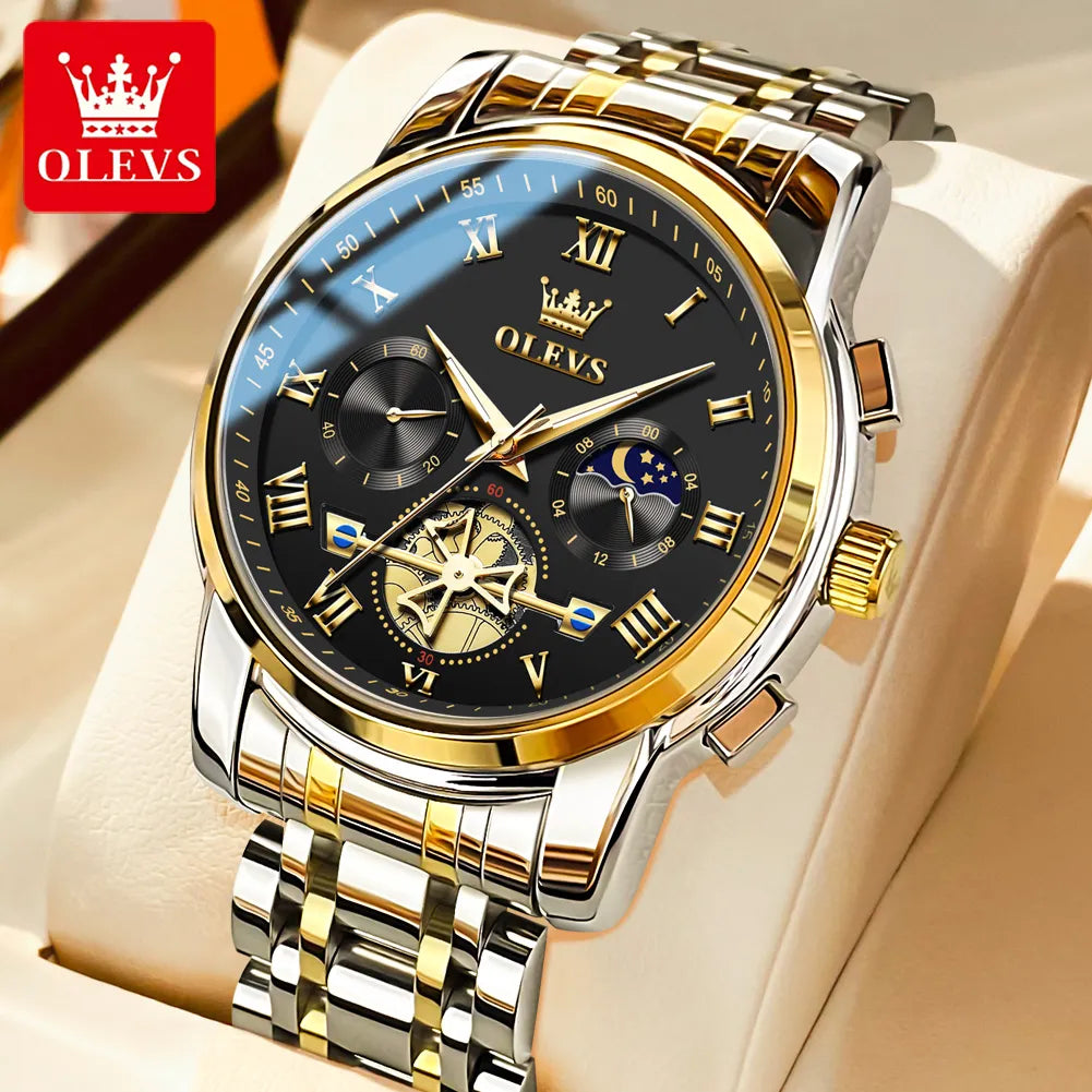 OLEVS Top Brand Men's Watches Classic Roman Scale Dial Luxury Wrist Watch for Man Original Quartz Waterproof Luminous Male reloj