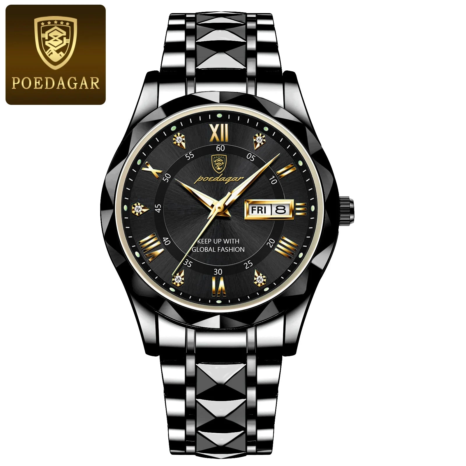 POEDAGAR Luxury Business Man Wristwatch Waterproof Luminous Date Week Men Watch For Men Quartz Clock Leather Men's Watches reloj