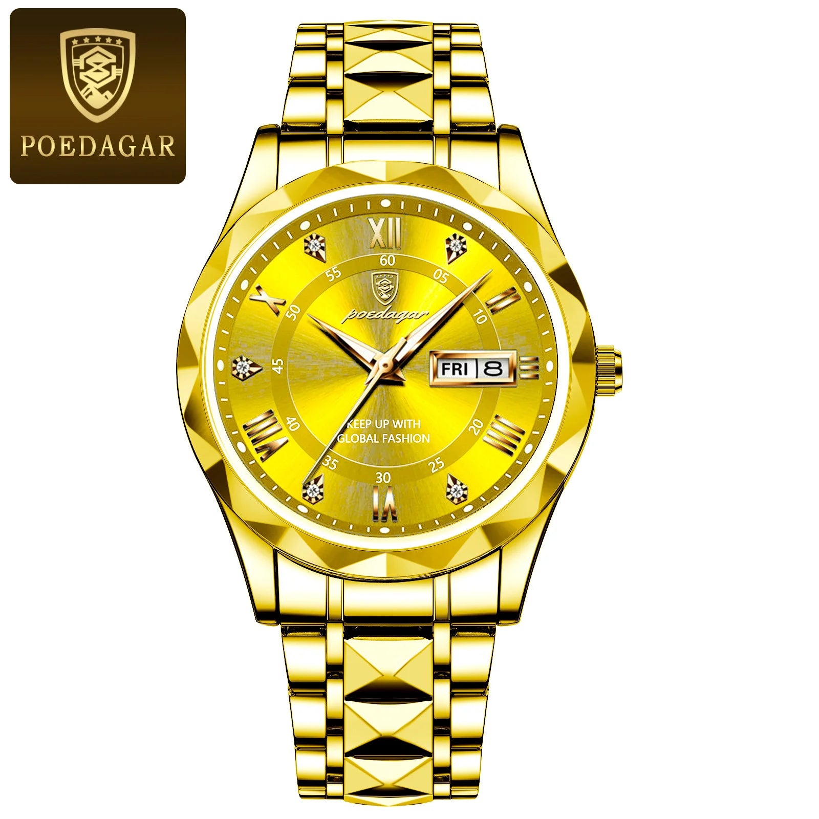 POEDAGAR Luxury Business Man Wristwatch Waterproof Luminous Date Week Men Watch For Men Quartz Clock Leather Men's Watches reloj