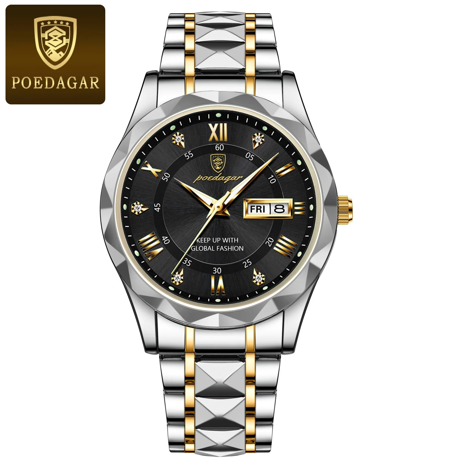 POEDAGAR Luxury Business Man Wristwatch Waterproof Luminous Date Week Men Watch For Men Quartz Clock Leather Men's Watches reloj