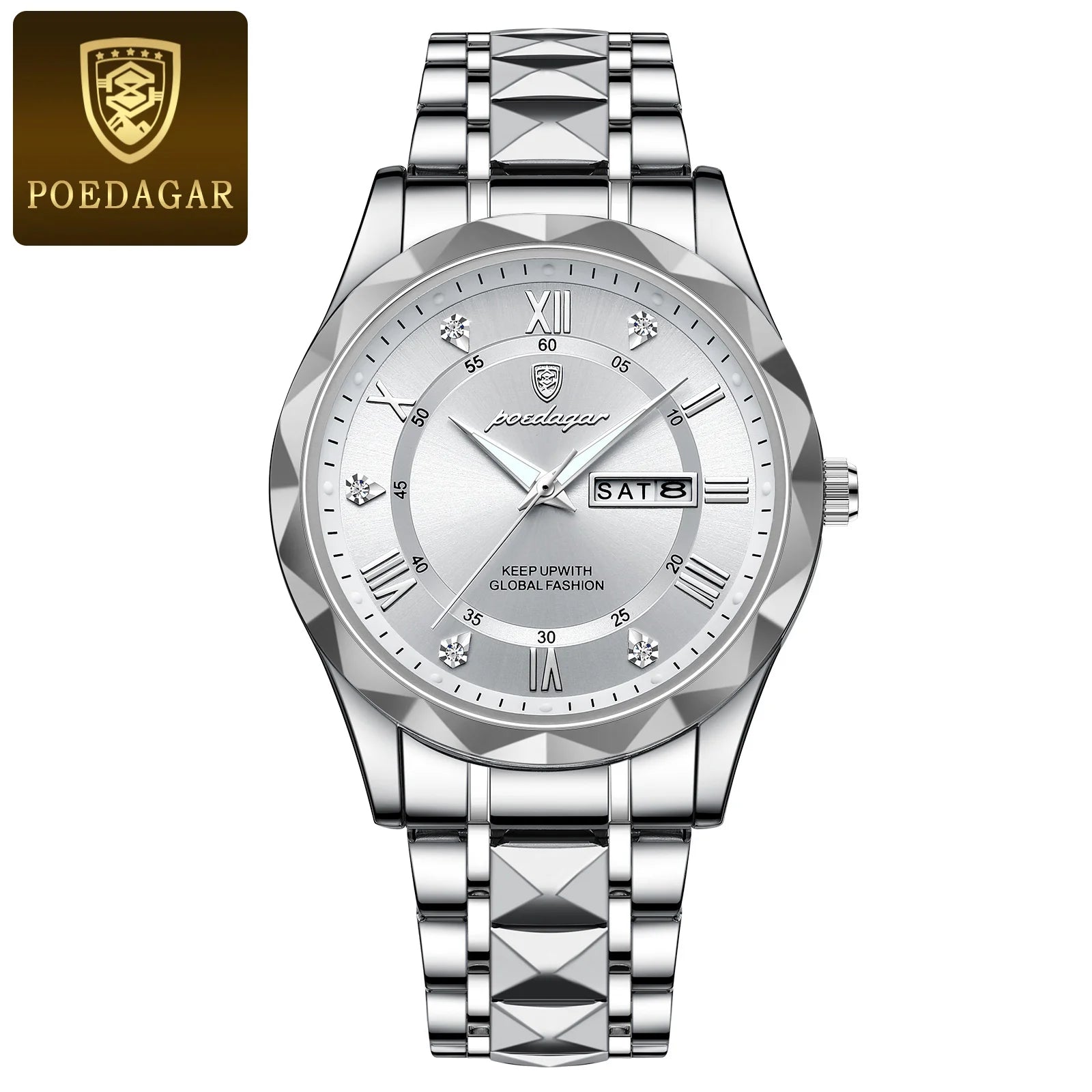 POEDAGAR Luxury Business Man Wristwatch Waterproof Luminous Date Week Men Watch For Men Quartz Clock Leather Men's Watches reloj