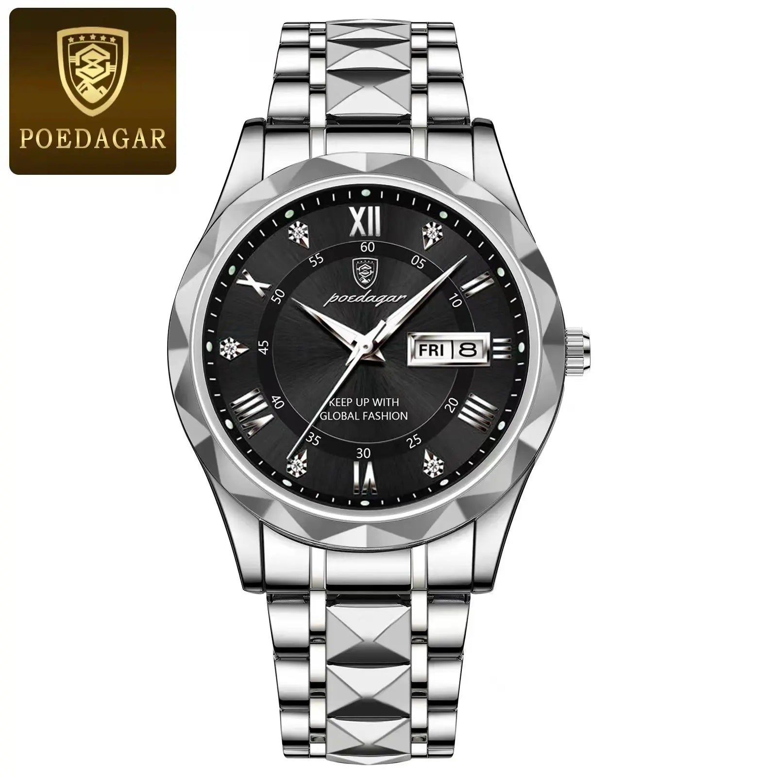 POEDAGAR Luxury Business Man Wristwatch Waterproof Luminous Date Week Men Watch For Men Quartz Clock Leather Men's Watches reloj