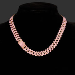 Y2K Pink Ice Crystal Cuban Chain Fashion Women's Accessory Jewelry Necklace Choker(16",18",20")